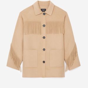 The Kooples Camel Wool Jacket with Western Fringing